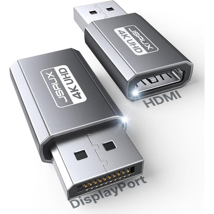 Set 2 adaptor DisplayPort la HDMI 4K, 4K@30Hz/2K@60Hz/1080p@120Hz, carcasa din aluminiu, design compact, mufa placata cu aur 24K, universal