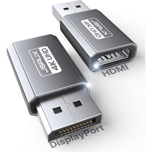 Set 2 adaptor DisplayPort la HDMI 4K, 4K@30Hz/2K@60Hz/1080p@120Hz, carcasa din aluminiu, design compact, mufa placata cu aur 24K, universal
