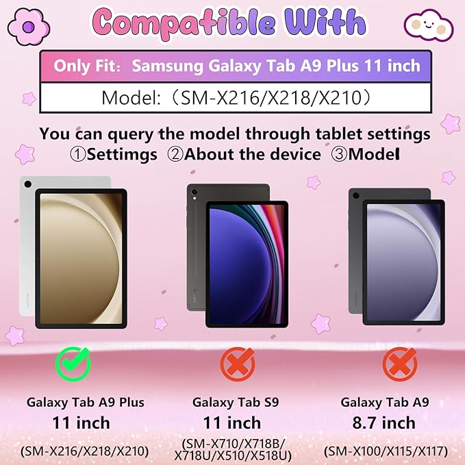 Husa tableta pentru Samsung Galaxy Tab A9 Plus/A9+ 2023 11 inch, numar model SM-X210/ X216/ X218, husa protectie din silicon cu fluturi 3D, curea de umar, suport 360° pentru copii, baieti si fete