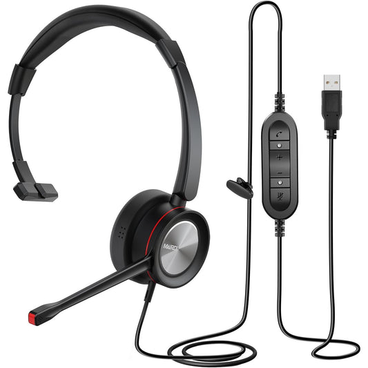 Casca call center cu microfon, functie anulare zgomot, USB, audio HD, cu control volum, buton mute si buton apelare, pentru computer, neagra