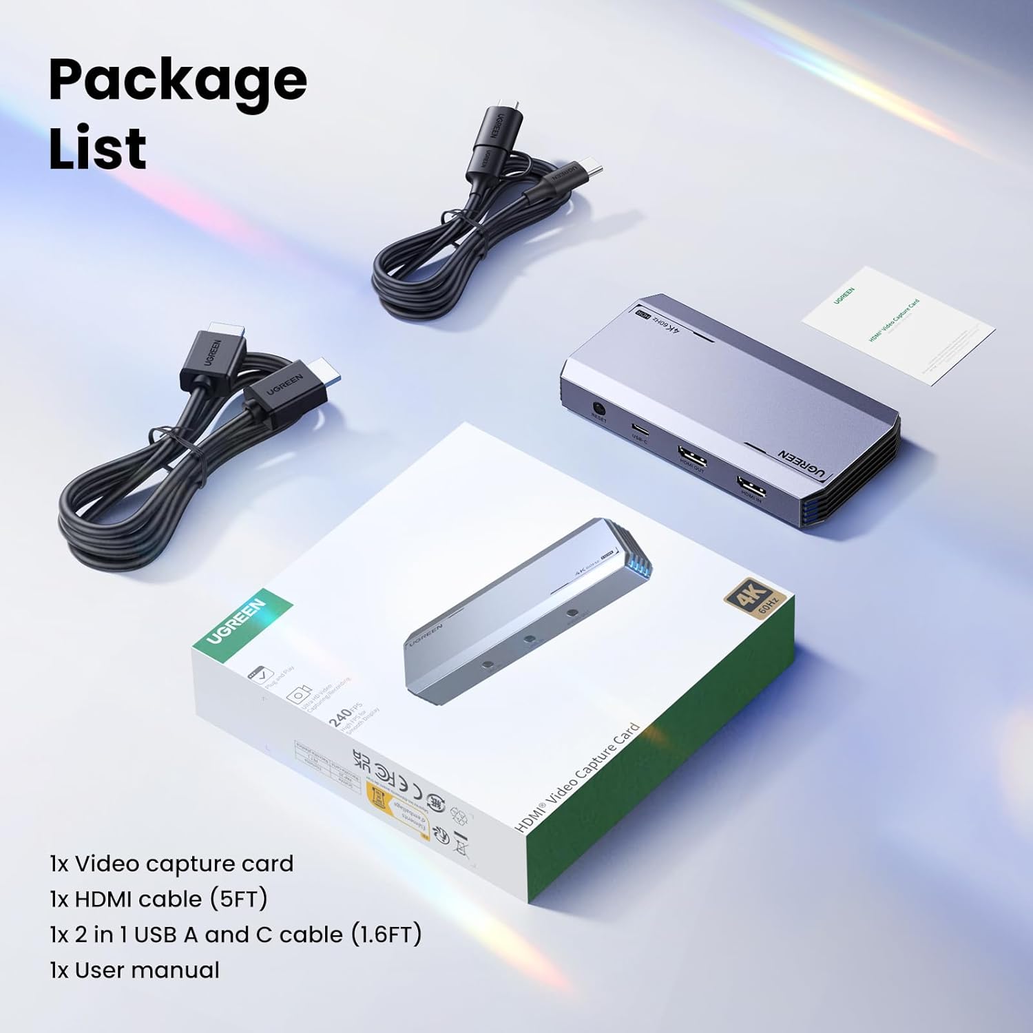 Placa de captura video HDMI 4K@60Hz, video grabber cu iesire in bucla, Output HDMI si USB-C, HDR si VRR, 3 x Jack 3.5 mm, plug & play, compatibil PC, MacBook, smartphone, iPad, laptop, consola, camera