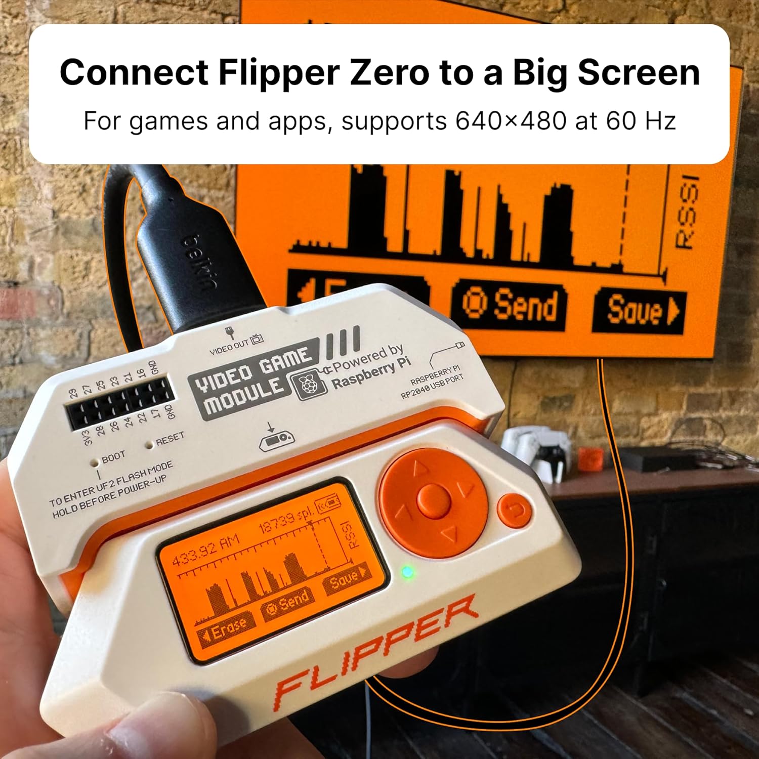 Modul video game pentru Flipper Zero Pinball Zero, placa dezvoltare RP2040, iesire HDMI/USB 640x480 60Hz, senzor miscare 6 Axe ICM-42688-P, GPIO 14 pini, compatibil Raspberry Pi Pico, jocuri retro si proiecte DIY