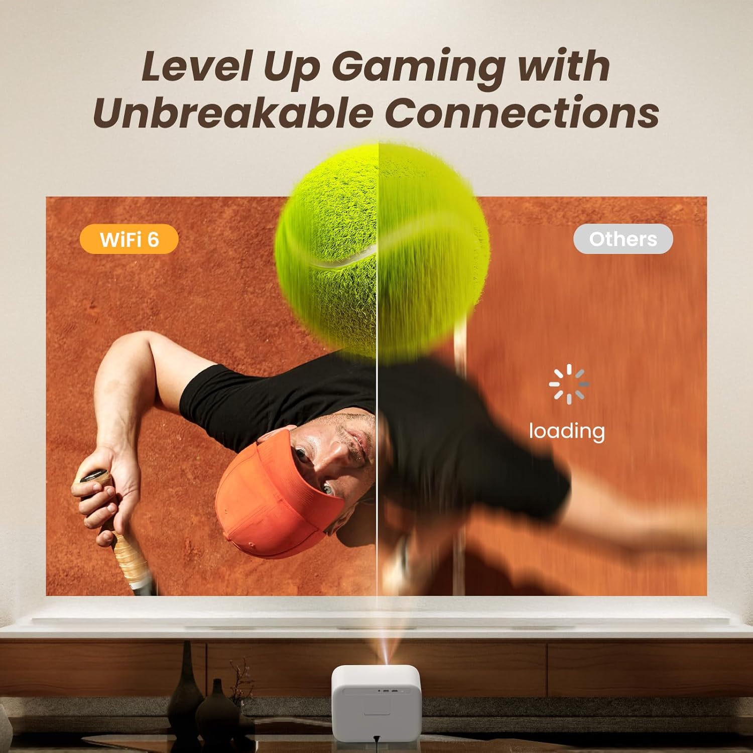 Videoproiector WiFi 6 si Bluetooth 5.1, Full HD 1080P, 700 lumeni ANSI, cu difuzoare JBL, autofocus, corectie trapezoidala verticala, zomm 50%, multifunctional, alb