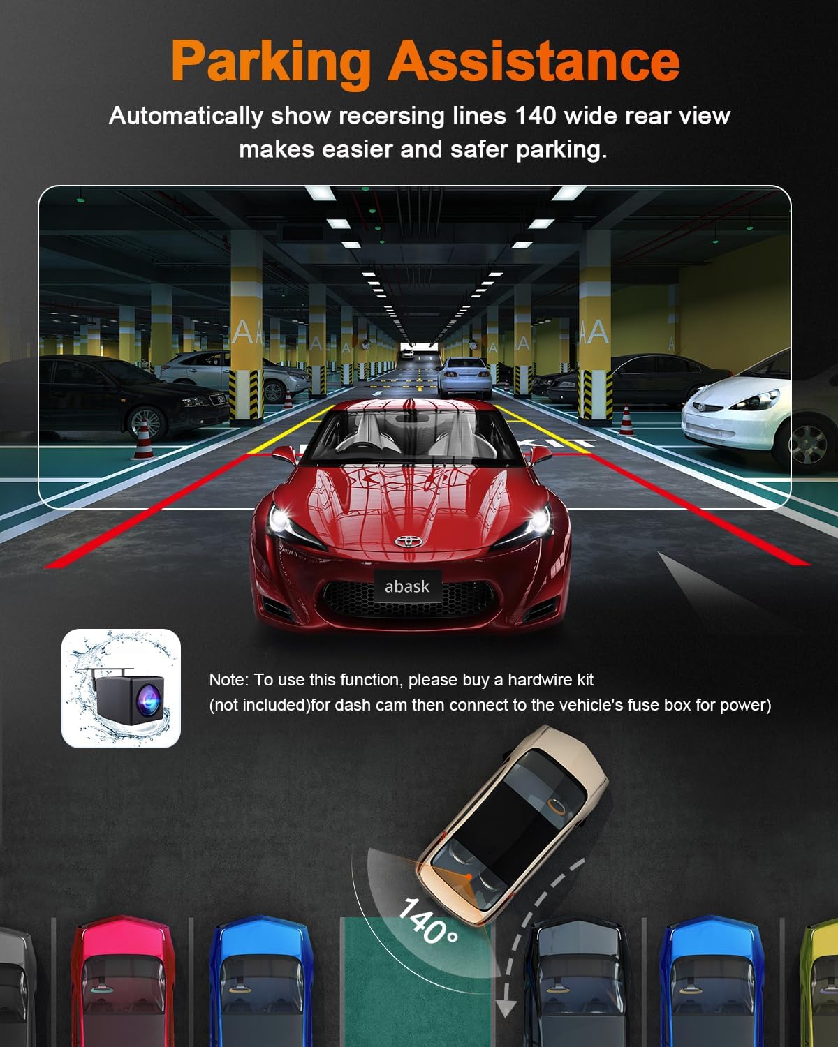 Camera auto de bord cu WiFi, GPS si 3 canale, camera marsarier, inregistrare fata si habitaclu, 4K, nightvision, G-Sensor, monitorizare parcare, ghidaj parcare, inregistrare in bucla, ecran de 2.45 inch