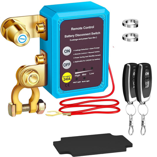 Izolator baterie auto, intrerupator cu telecomanda wireless, 12/24V 240 A, antifurt cu oprire automata pentru masina, camion, rulota, barca