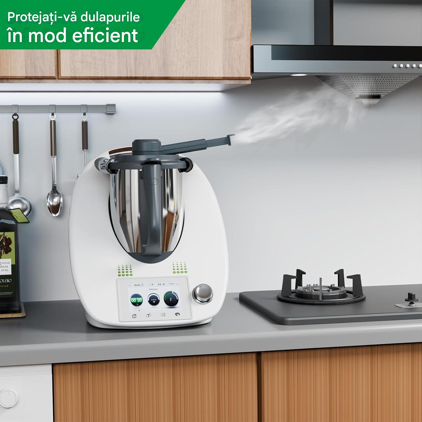 Adaptor de aburi, accesoriu pentru Thermomix TM5 TM6 TM31 TM21, deflector rotativ 360°, fara BPA, deviator de aburi, gri