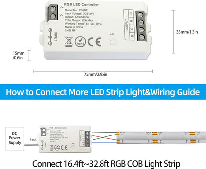Set 2 controler LED RGB Wireless cu telecomanda 2.4GHz pe 4 zone, pentru banda LED, DC 5V-24V, reglare luminozitate, selectare culoare, usor de utilizat
