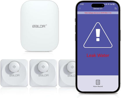 Senzor de inundatie, detector apa WiFi smart cu 3 senzori, alerta prin aplicatie si sonora cu volum pana la 100 dB, impermeabil IP66, universal