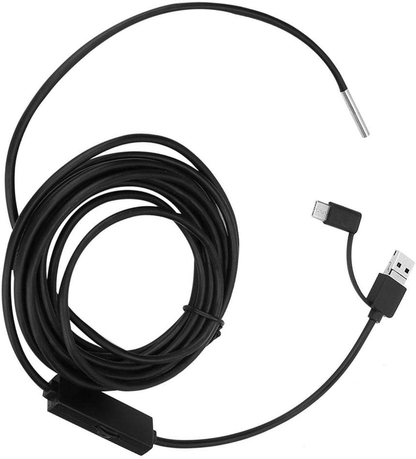 Endoscop industrial, camera de inspectie de 3.9 mm, HD 1280 x 720, cu tub USB semi-rigid de 5 m si 6 LED-uri, luminiozitate reglabila, unghi larg de 70 de grade, rezistenta la apa IP67, compatibil cu android si PC