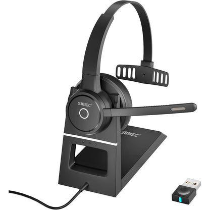 Casti Bluetooth SUNITEC V5.3 cu microfon pentru PC, ENC reducere zgomot 98%, dongle USB, statie de incarcare, conexiune multipunct, autonomie 16h, compatibile Zoom / Teams / Skype, negru
