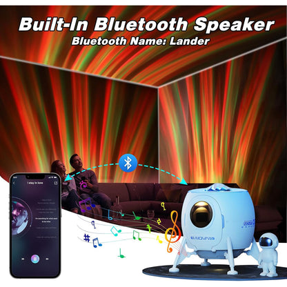 Proiector de stele astronaut cu functie lampa de veghe si difuzor Bluetooth, lumina de noapte cu sunete albe, telecomanda, temporizator, 5 niveluri luminozitate, multifunctional