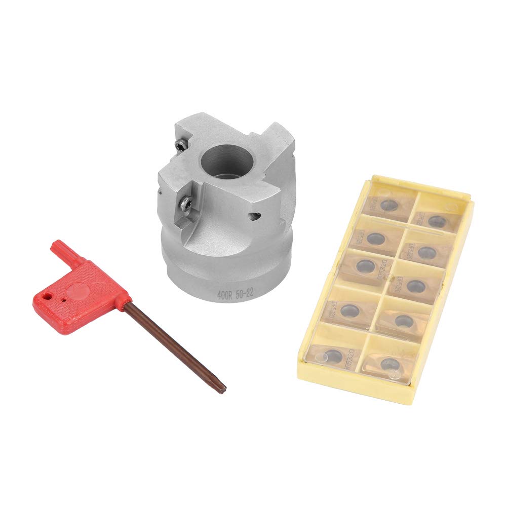 Freza frontala, cap frezare 50 mm cu 10 placute amovibile din carbura APMT1604, pentru masina CNC, burghiu vertical, multifunctionala