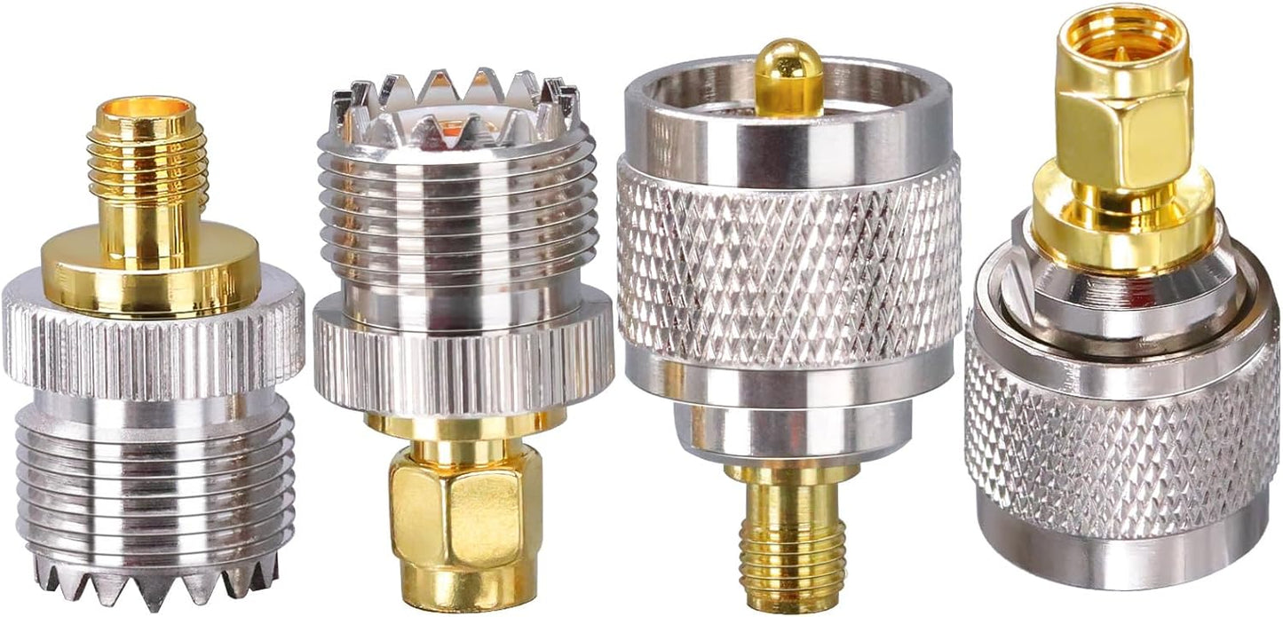 Set 4 adaptor mufa SMA la UHF, anti-interferente, transmisie stabila, pentru radio, analizor, antena WiFi, antena GPS, router Wifi, cablu coaxial