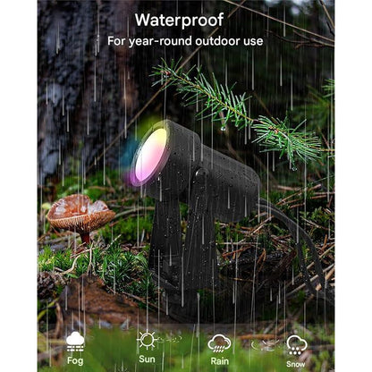 Set 6 lampi pentru gradina smart, RGBW+IC LED, proiector cu controller, compatibil Alexa si Google Assistant, sincronizare muzicala si temporizator prin aplicatie, Iluminat exterior pentru gradina, curte, petrecere, copaci, cu tarus si cablu de 16.5 m