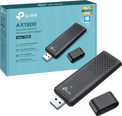 Adaptor wireless, WiFi 6 Dual Band, 1800 Mbs, cu USB 3.0, criptare WPA3, MIMO, OFDMA, doar pentru Windows 10, 11