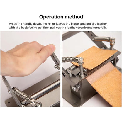 Masina de subtiat pielea, unealta de marochinarie din otel inoxidabil, despartitor manual precis de piele pentru incepatori, grosime ajustabila, latime max. 8 cm