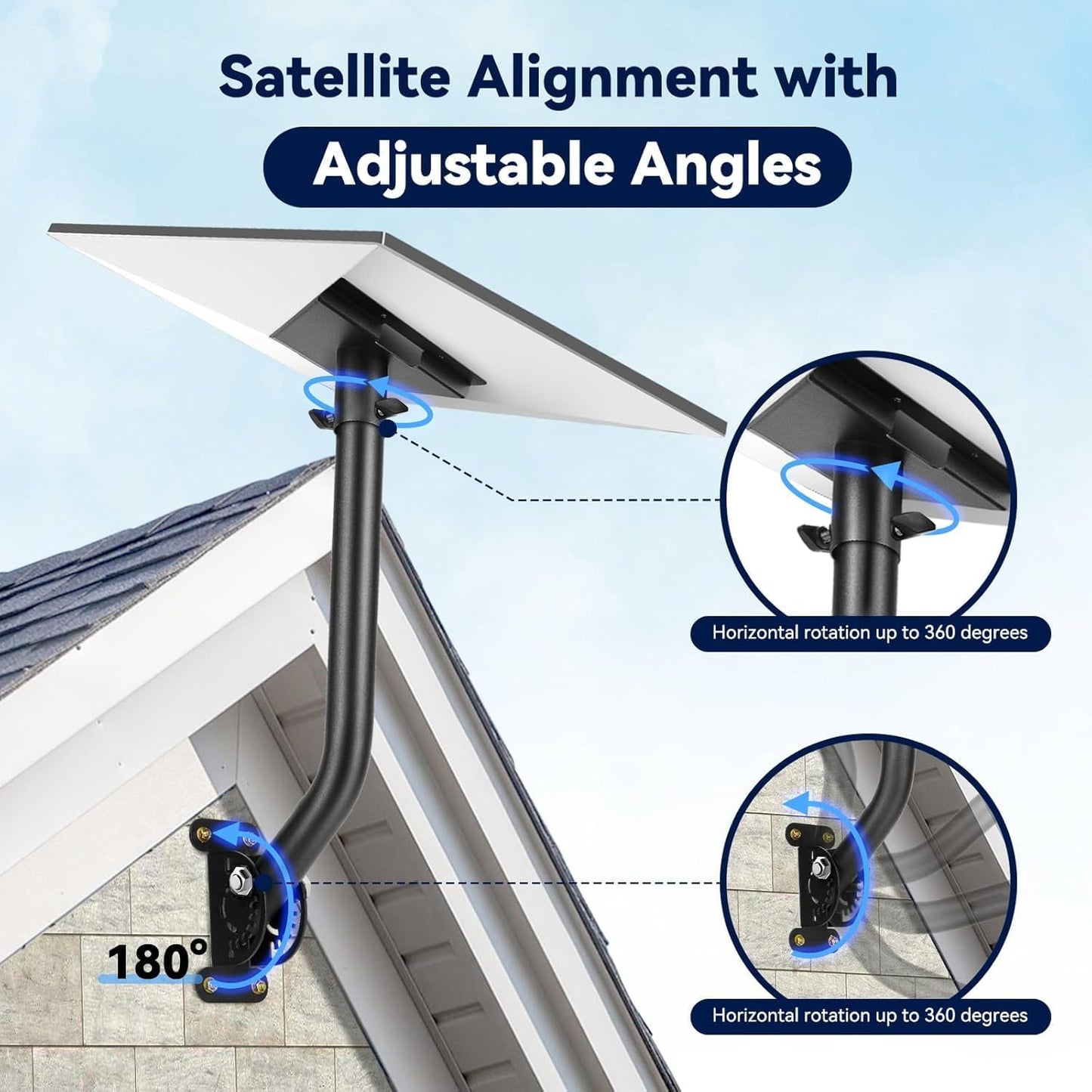 Suport pentru antena StarLink Gen 3, montura ajustabila 360°, cu accesorii de fixare, stabila si durabila, din metal, neagra