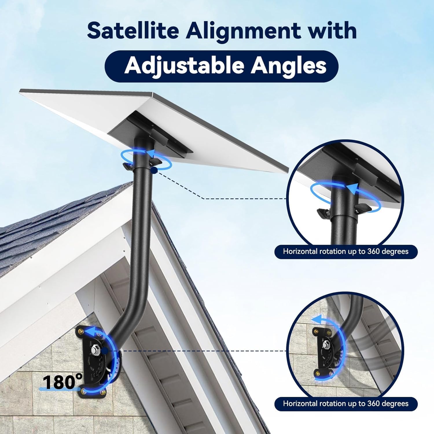 Suport pentru antena StarLink Gen 3, montura ajustabila 360°, cu accesorii de fixare, stabila si durabila, din metal, neagra