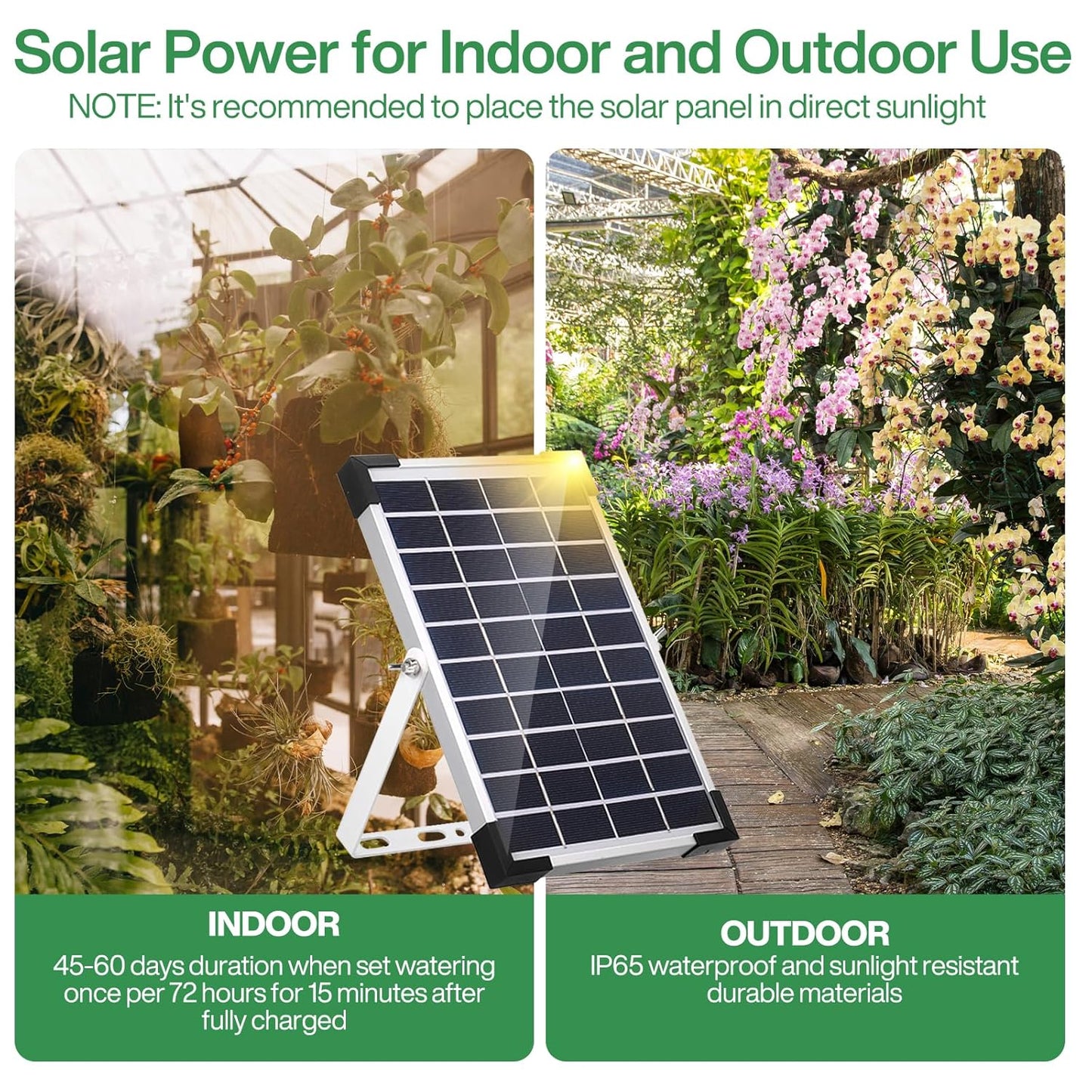 Sistem de irigare prin picurare cu panou solar, pentru 30 de plante in ghiveci, cu furtun de de 30 m si 30 aspersoare, cu temporizare, pentru interior si exterior