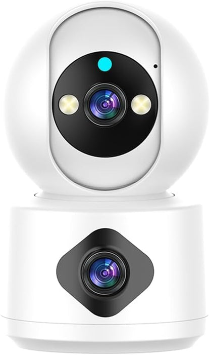 Camera de supraveghere WiFi cu lentila dubla, 2K HD, nightvision color, rotire 350º, detectare miscare, comunicare bidirectionala, accepta card pana la 256 GB