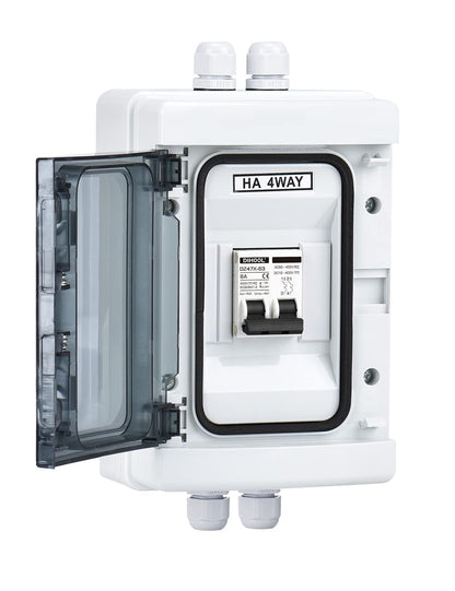 Siguranta solara automata 6A DC 12V-DC400V sau AC 90V-400V, 2 poli, pentru sistem fotovoltaic, intrerupator automat in cutie de sigurante impermeabila IP65