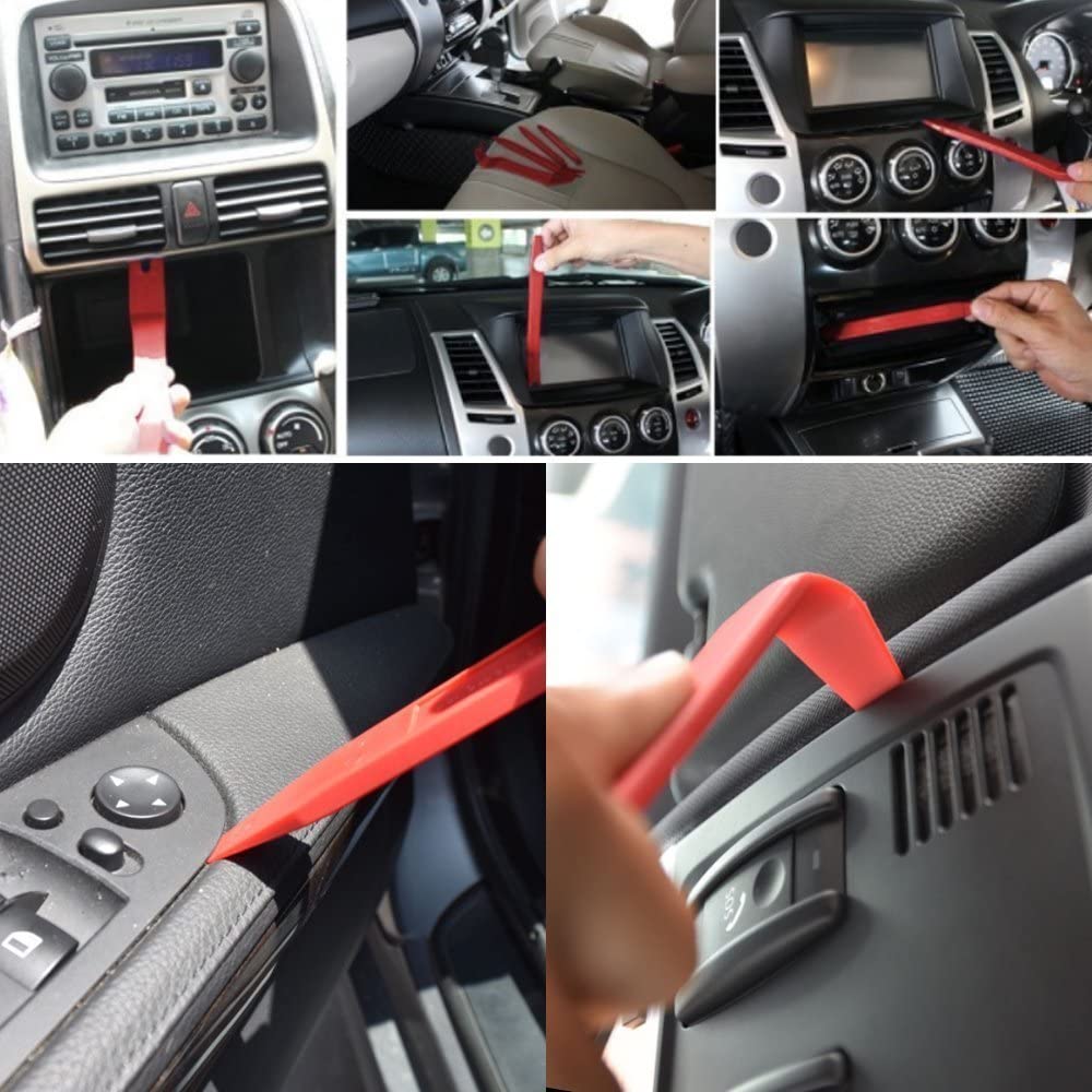 Trusa demontare interior auto, radio, trimuri, fete de usa, panou de bord, cu clipsuri, cu 139 piese si husa de protectie
