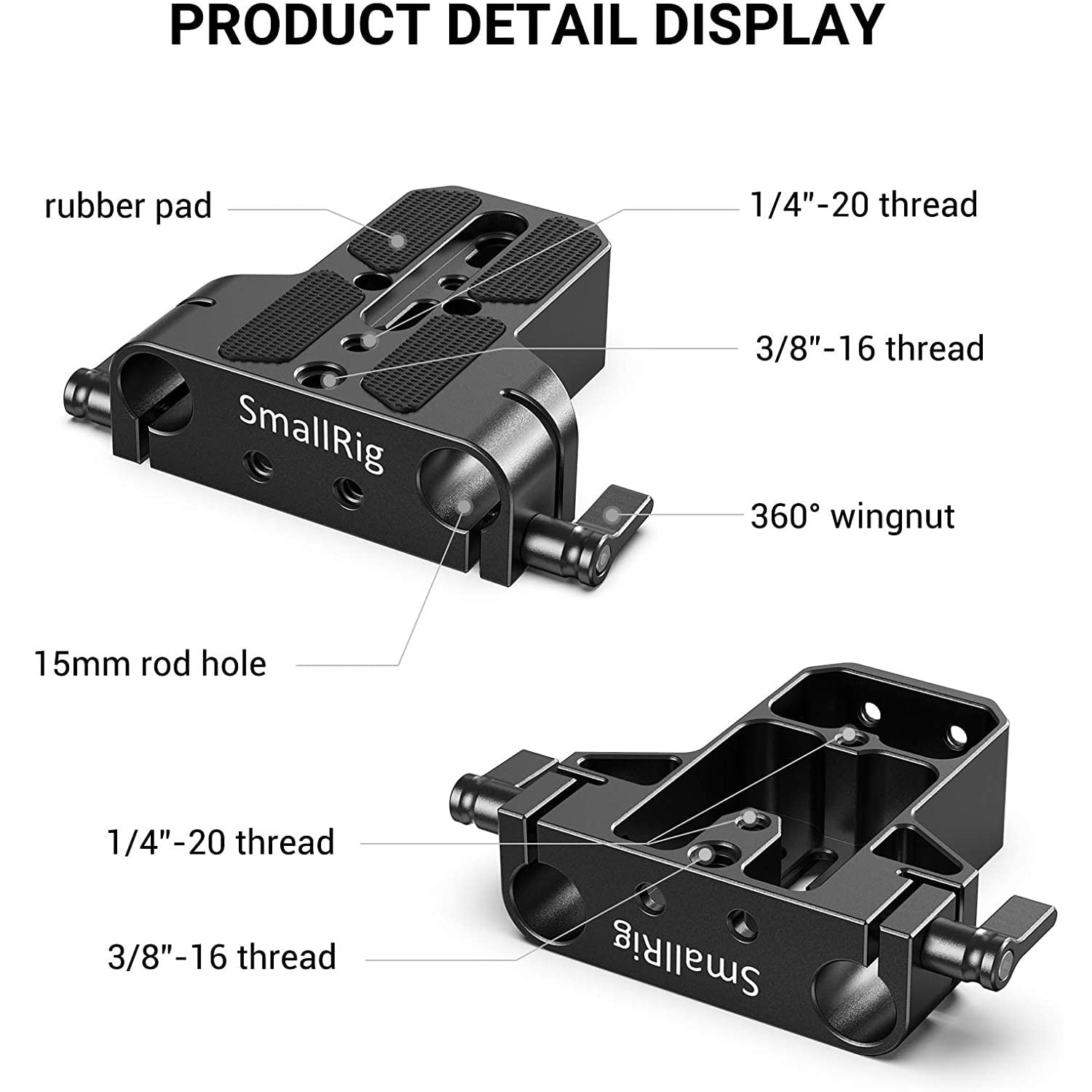 Placa de baza Smallrig cu clema de stalp U-base pentru Sony FS5 FS7, Sony A7 Series, Canon C100 / C300 / C500-1674
