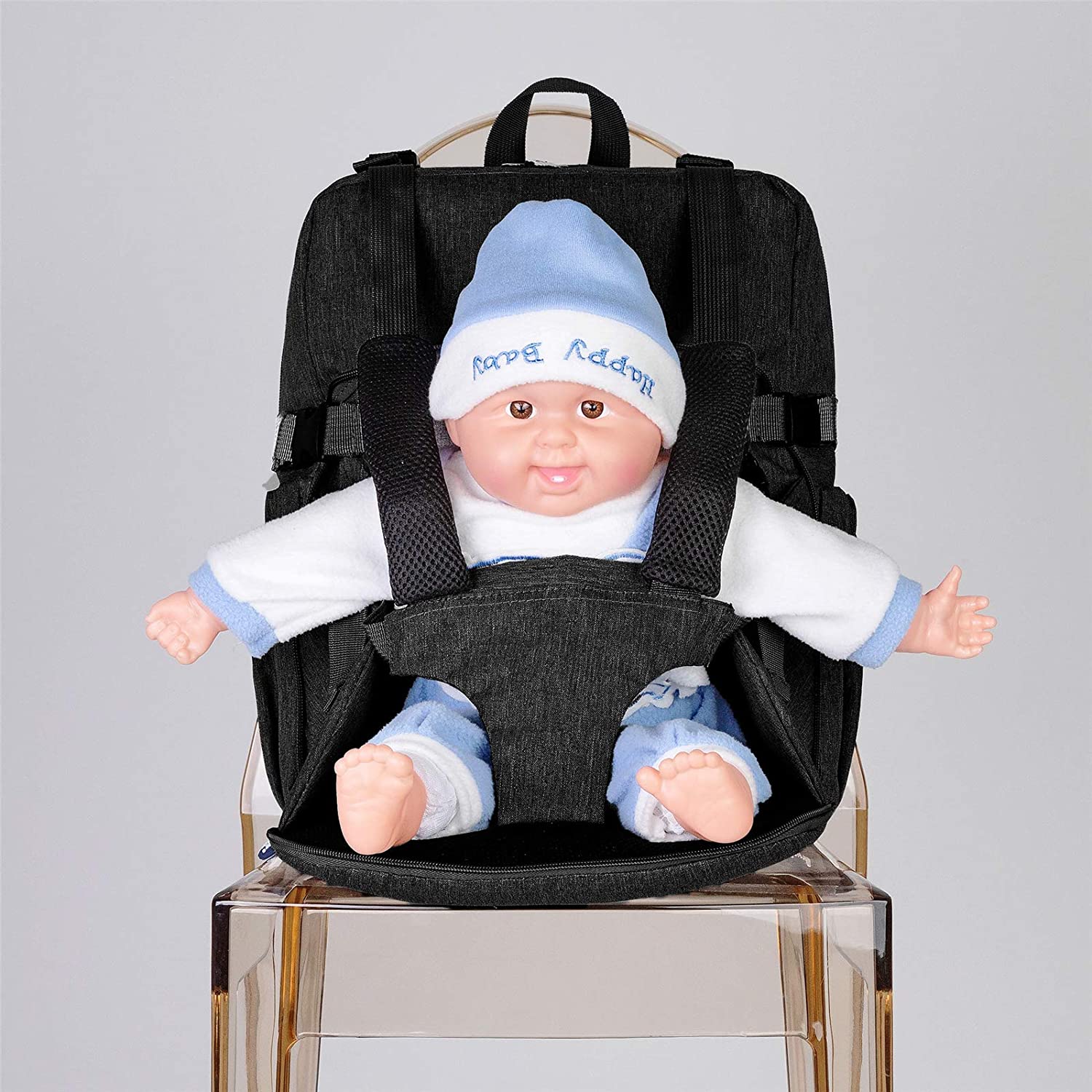 Ghiozdan multifunctional cu port-bebe ,Aujelly , de mare capacitate, rucsac de calatorie, impermeabil, Negru