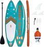 Set placa Stand Up PaddleBoard SUP gonflabila, 335 x 84 x 15 cm, capacitate max. 150 kg, cu vasla reglabila, adaptor pentru valva aer, prindere cu corzi, verde