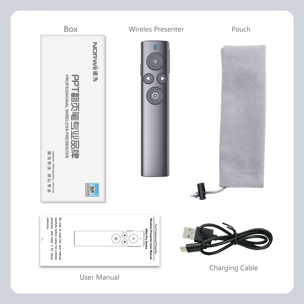 Presenter wireless, laser de prezentare cu functie Air Mouse, evidentiere si amplificare, raza de actiune 50 m, prezentare pe ecrane LED/LCD si de videoproiector, pentru Windows si macOS