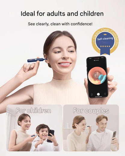 Otoscop pentru indepartare ceara urechi, camera HD flexibila pentru urechi/nas/gat, cu lumini LED, pensete, aplicatie smartphone si accesorii, pentru copii si adulti