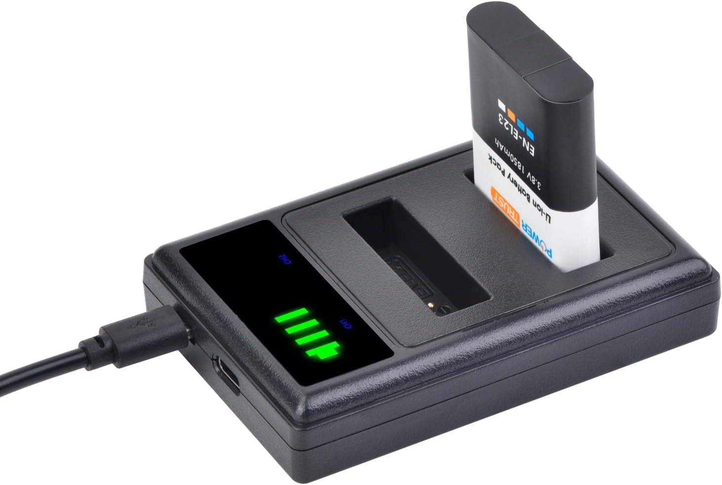 Set de 2 acumulatori EN-EL23 1850 mAh si incarcator dual, compatibil cu Nikon Coolpix P900 P600 P610 P610s P900s S810c B700