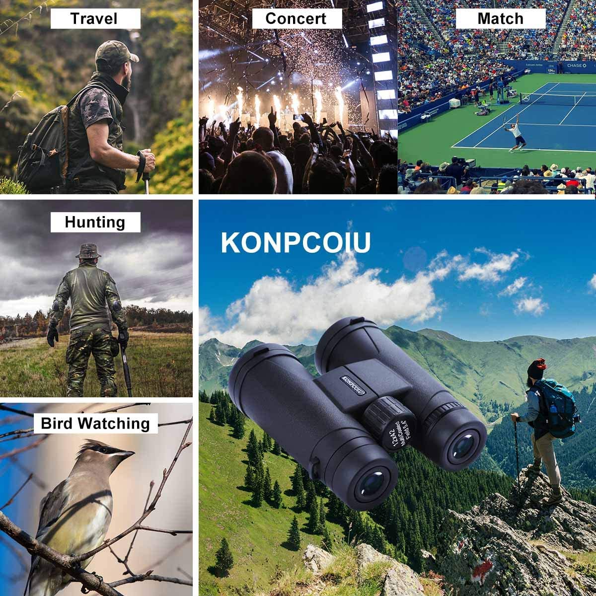 Binoclu Slicoo 12x42 pentru adulti, compact, usor, cu lentila FMC pentru observarea pasarilor, vanatoare, calatorii, sport, opera, concert, cu husa