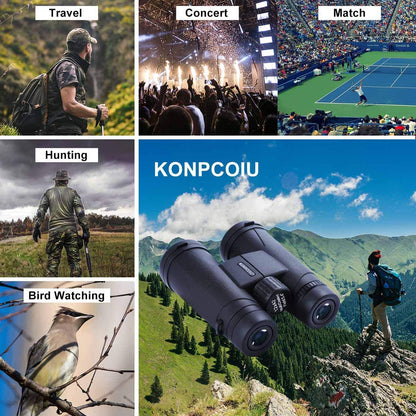 Binoclu Slicoo 12x42 pentru adulti, compact, usor, cu lentila FMC pentru observarea pasarilor, vanatoare, calatorii, sport, opera, concert, cu husa