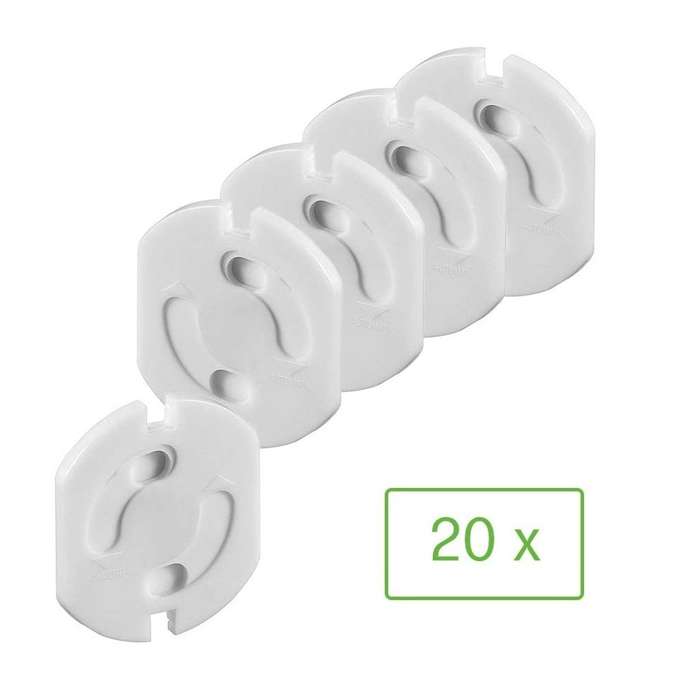 Set protectii priza copii, 20 bucati autoadezive, cu mecanism prin rasucire