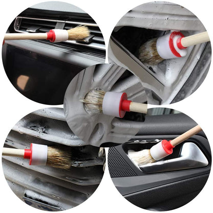 Set perii detailing auto, 12 piese, pensule de diferite dimensiuni, pentru curatarea rotilor, orificii de aerisire, motoare, interior, exterior, tapiterie, piele