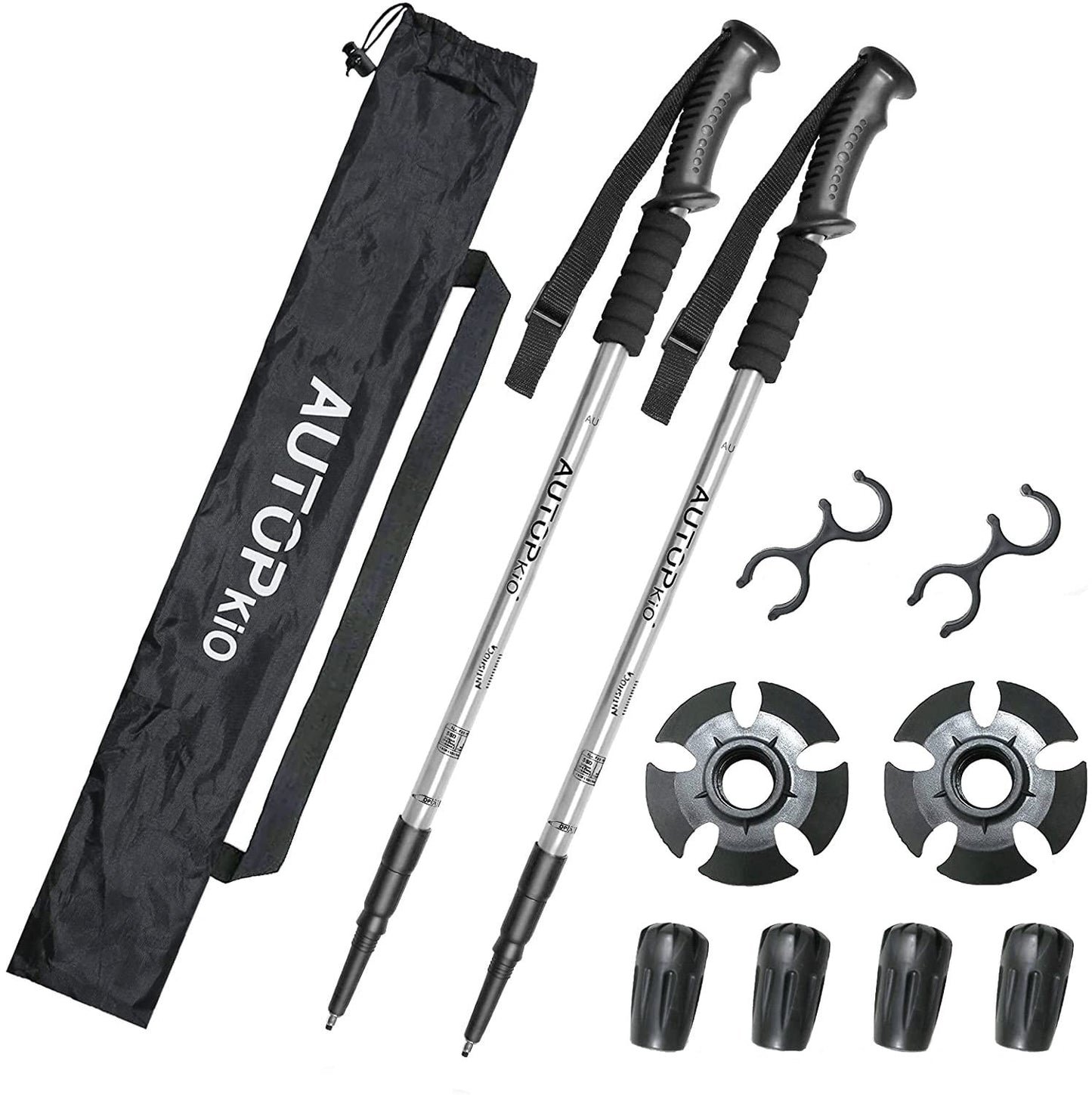 Set bete de trekking telescopice cu geanta de transport, din material ultrausor din aliaj de aluminiu cu maner din spuma