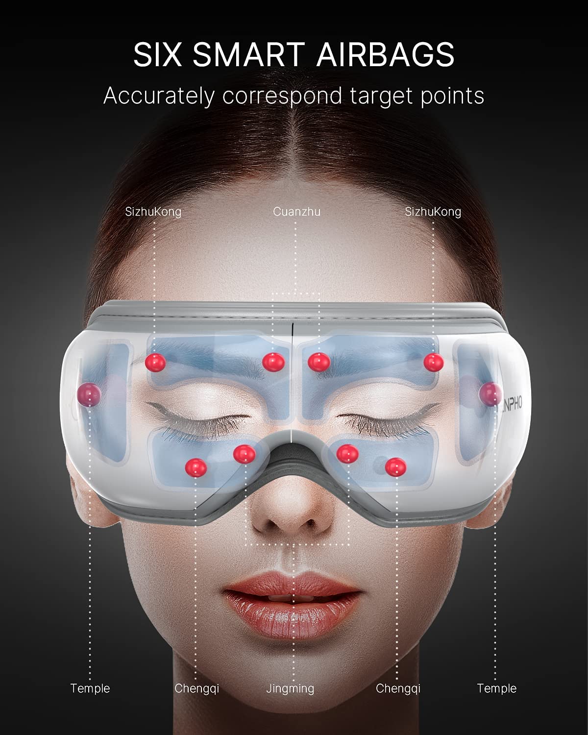 Aparat de masaj ocular Renpho , pentru ochi cu telecomanda si functie de caldura, masaj, muzica prin Bluetooth, ochelari de masaj reincarcabili pentru ameliorarea durerii oculare, imbunatatirea ochilor uscati si a somnului