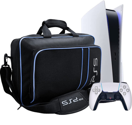 Geanta pentru PlayStation 5 Disc / editie digitala si controler, pentru consola PS5 si accesorii, impermeabila, rezistenta la socuri