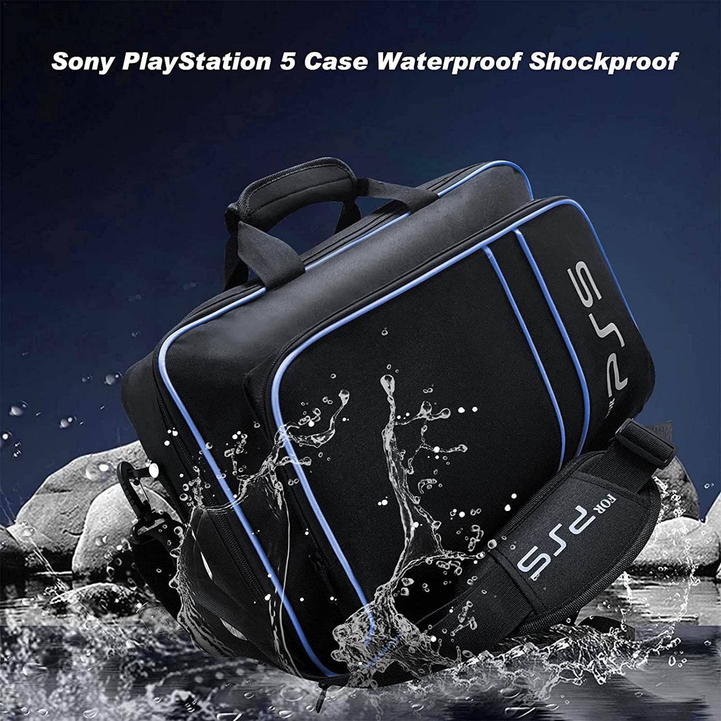 Geanta pentru PlayStation 5 Disc / editie digitala si controler, pentru consola PS5 si accesorii, impermeabila, rezistenta la socuri