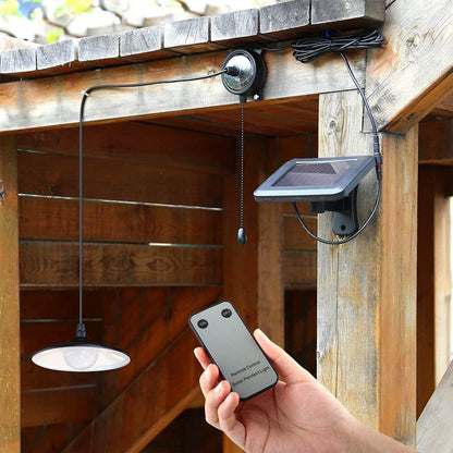 Lampa solara LED suspendata cu comutator si telecomanda, cu panou solar, pentru gradina, balcon, terasa