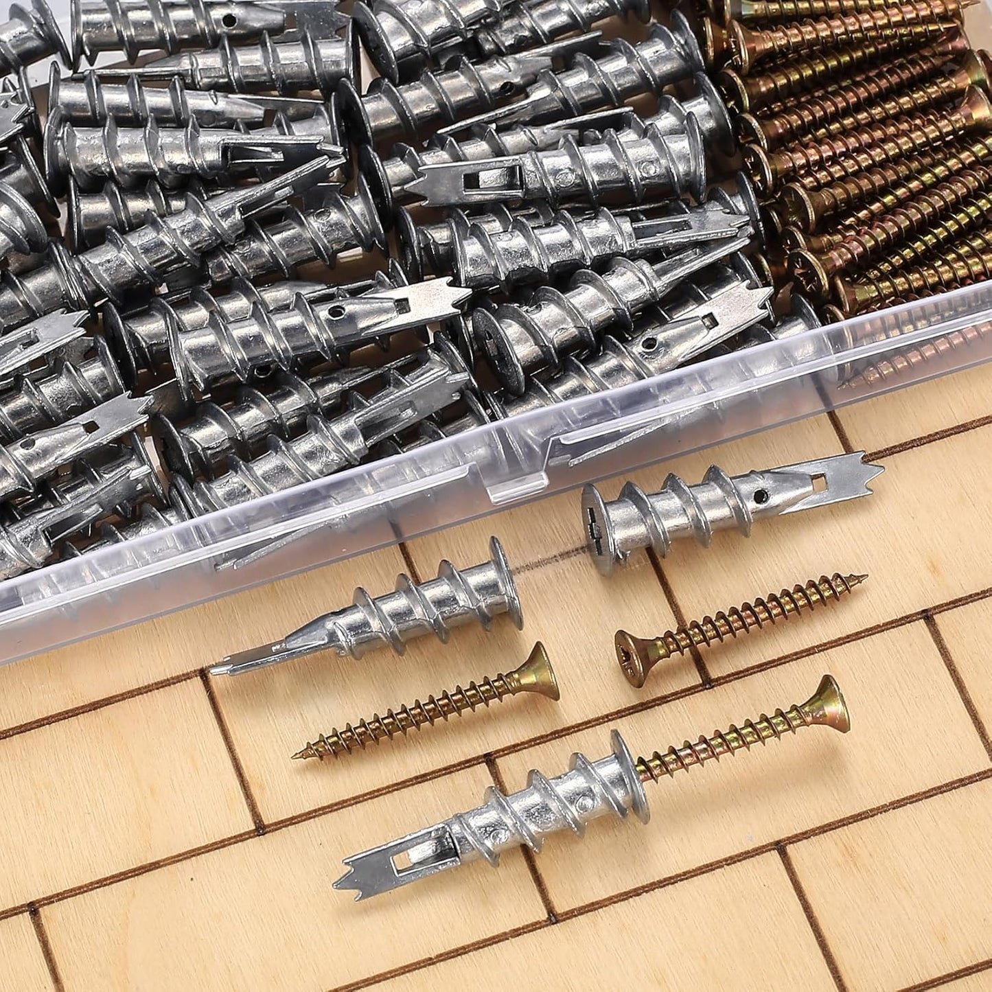 Set de dibluri metalice 146 autoforante M4 pentru gips-carton, cavitati si beton cu suruburi Incluse, pentru montaj rapid si fixare sigura pe pereti si structuri