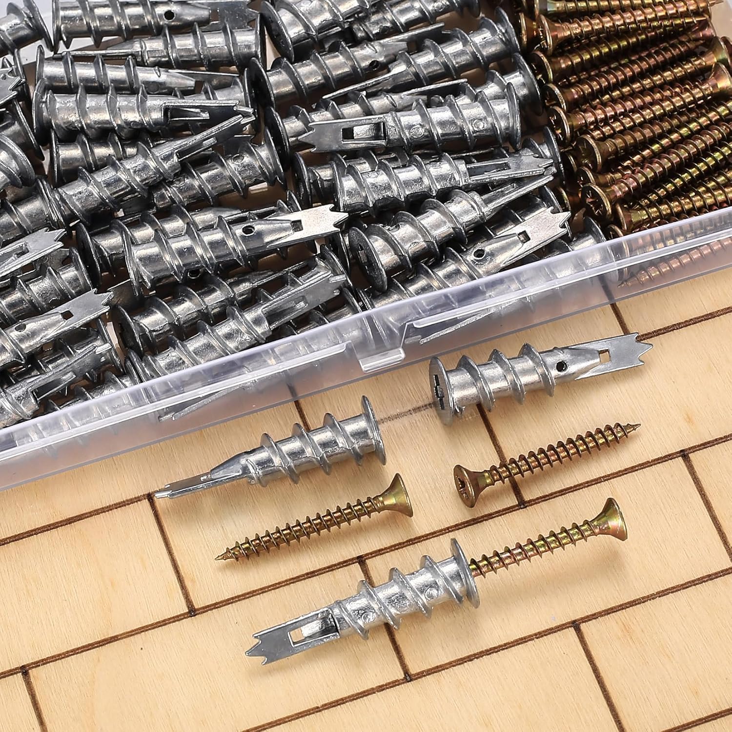 Set de dibluri metalice 146 autoforante M4 pentru gips-carton, cavitati si beton cu suruburi Incluse, pentru montaj rapid si fixare sigura pe pereti si structuri