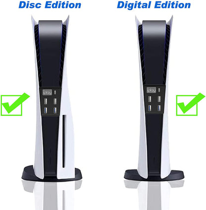 Hub pentru Playstation 5 cu 5 porturi, Adaptor de transfer de date de mare viteza cu 2 porturi USB 2.0, 2 porturi USB 3.0, 1 port de tip C pentru PS5 Disc si Digital Edition