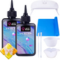 Set lampa UV LED si rasina UV 200 g transparenta cu covoras de silicon, amestecator si cupe, pentru bijuterii, decoratiuni, bricolaj