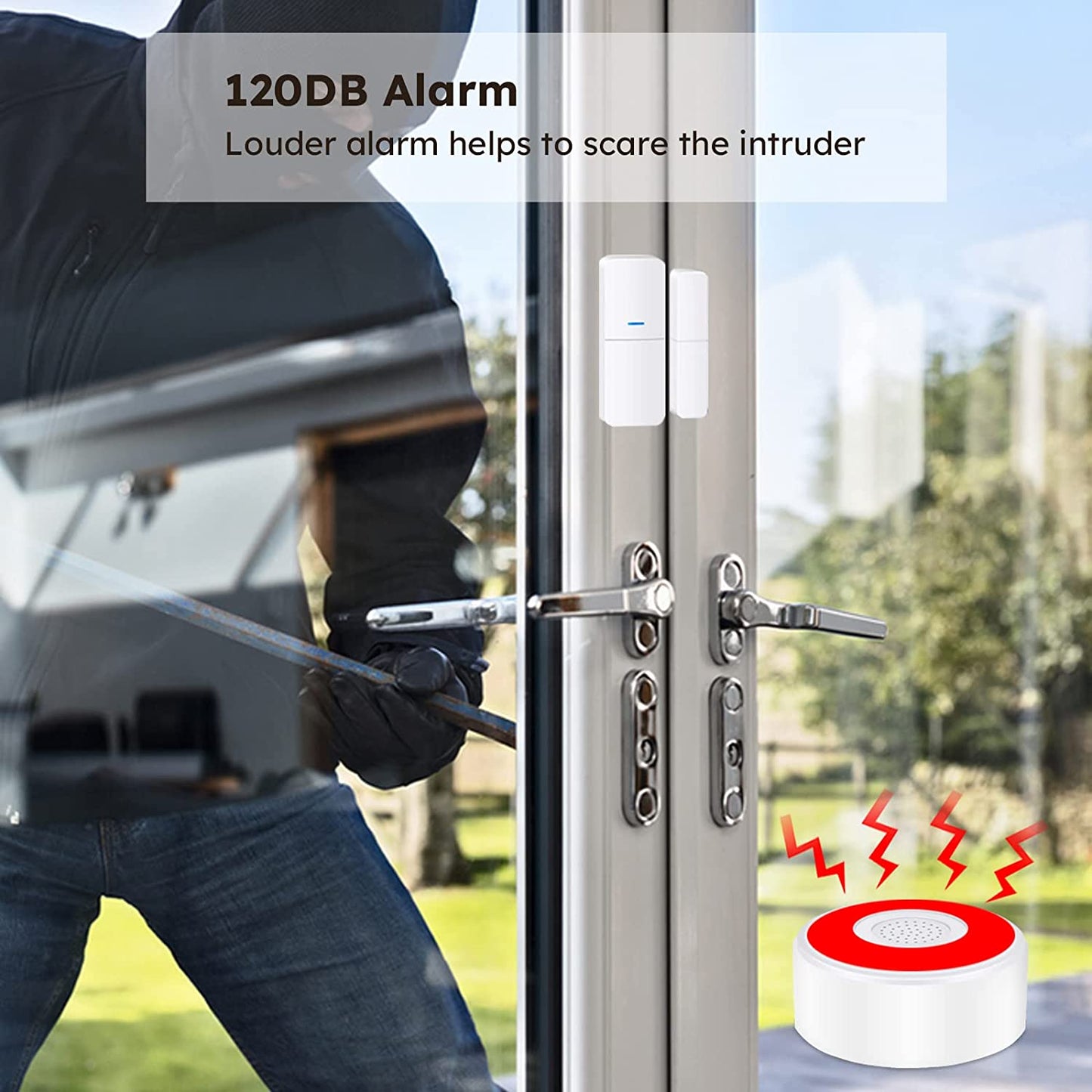 Sistem de alarma wireless smart WiFi Agshome, pentru usi si ferestre, cu 5 senzori si 2 telecomenzi, compatibil cu Alexa si Google Assistant