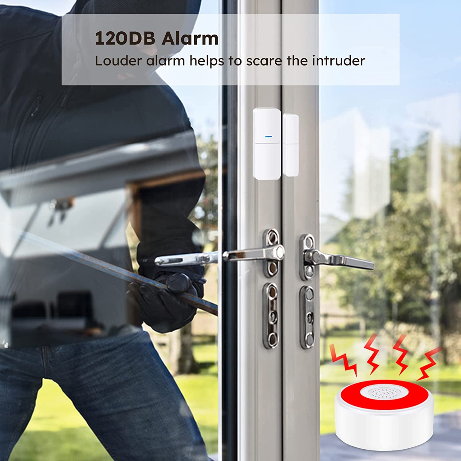Sistem de alarma wireless smart WiFi Agshome, pentru usi si ferestre, cu 5 senzori si 2 telecomenzi, compatibil cu Alexa si Google Assistant