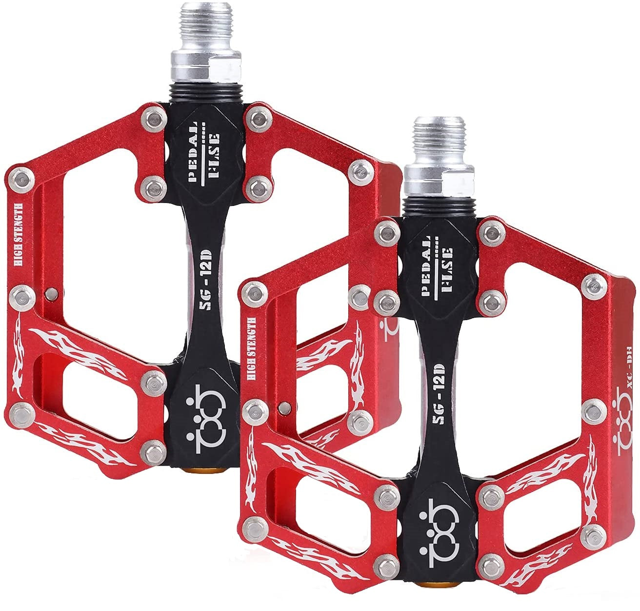 Set pedale de aluminiu pentru bicicleta MTB, BMX, antiderapant, rulment triplu, 9/16″, rosii