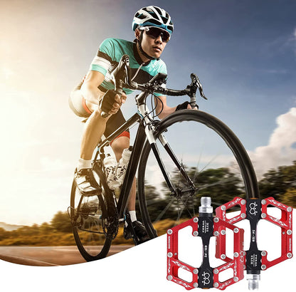 Set pedale de aluminiu pentru bicicleta MTB, BMX, antiderapant, rulment triplu, 9/16″, rosii