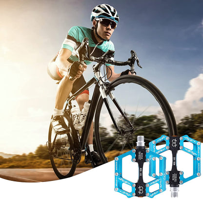 Set pedale de aluminiu pentru bicicleta MTB, BMX, antiderapant, rulment triplu, 9/16″, albastre